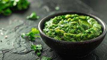 Bowl of Guacamole on Table photo