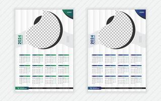 soltero página pared calendario 2024 plantilla, creativo corporativo calendario diseño, mensual calendario, negocio calendario, resumen vector