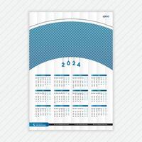 soltero página pared calendario 2024 plantilla, creativo corporativo calendario diseño, mensual calendario, negocio calendario, resumen vector