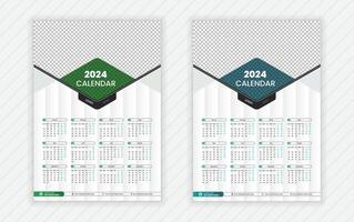 Single page Wall calendar 2024 template, Creative corporate calendar design, Monthly calendar, Business calendar, Abstract vector