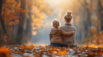 Woman and Child Wearing Warm Clothing photo