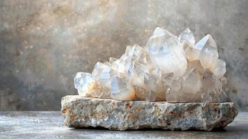 Cluster of Crystals on Rock photo