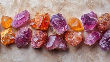 Group of Crystals on Table photo