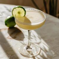 Margarita Cocktail With Lime Garnish photo