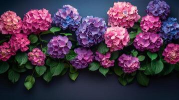 Close Up of Pink and Blue Flowers photo