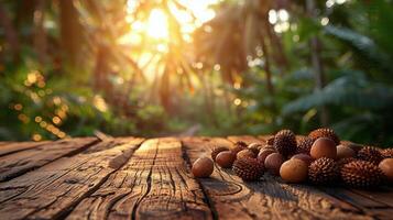 Assorted Nuts on Wooden Table photo