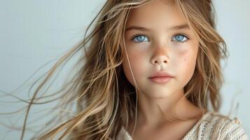 Young Girl With Blue Eyes and Long Hair photo