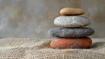 Stack of Rocks on Wooden Table photo