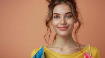 Woman Holding Shopping Bags photo