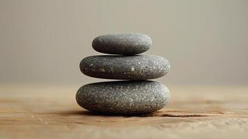 Stack of Rocks on Wooden Table photo