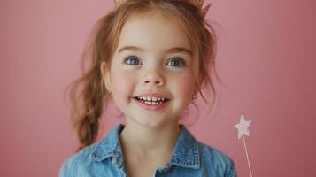 Smiling Little Girl Holding Toothbrush photo
