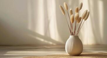 White Vase Filled With White Flowers photo