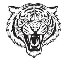 Angry Tiger growling sketch hand drawn in doodle style illustration vector