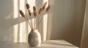 White Vase Filled With White Flowers photo