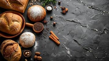 Assorted Bread Varieties on a Table photo