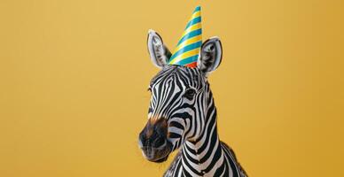 Zebra Wearing Party Hat photo