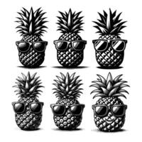 Free pineapple wearing sunglass Art Illustration vector