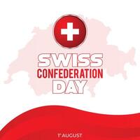 Swiss Confederation Day with Red map of the country vector