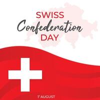 Swiss Confederation Day with Red map of the country vector