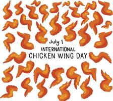 international chicken wing day vector