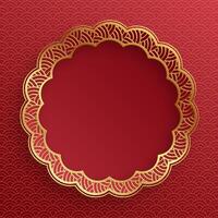 Chinese frame with oriental Asian elements on color background vector