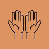 simple Hands Raised Continuous Line Icon for Volunteer, Togetherness topics vector