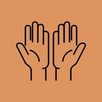 simple Hands Raised Continuous Line Icon for Volunteer, Togetherness topics vector