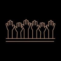 simple Hands Raised Continuous Line Icon for Volunteer, Togetherness topics vector