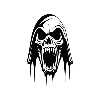 Terrifying Skull with Hood Illustration