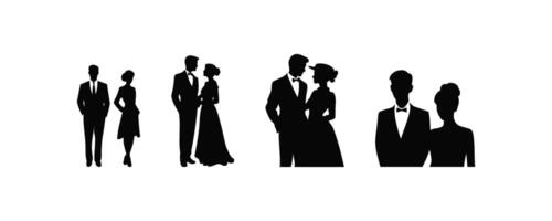 Elegant Couple Silhouettes in Formal Attire vector