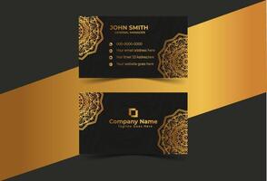 Modern Business Card - Creative and Clean Business Card Template. Luxury business card design template. Elegant dark back background with abstract golden wavy lines shiny. vector