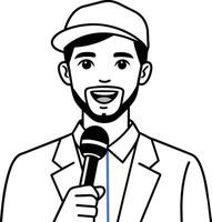 Person with microphone is a tour guide vector