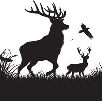 Silhouette of animal in nature vector