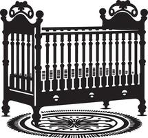 Crib ,Silhouette Furniture, black color silhouette vector