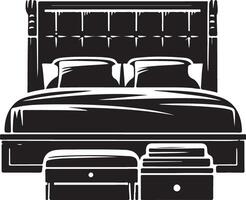 Interior Bed Silhouette Furniture, black color silhouette vector