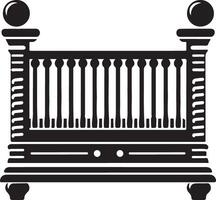 Crib ,Silhouette Furniture, black color silhouette vector