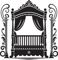 Crib ,Silhouette Furniture, black color silhouette vector