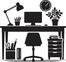 Desk, Silhouette, black color silhouette vector