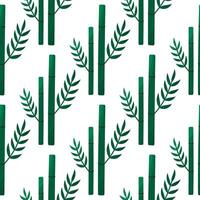 Bamboo trunk with leaves pattern evergreen plant vector