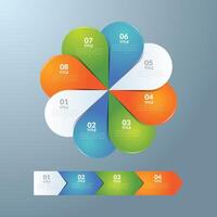 Circle color leaves infographic. Template for diagram, graph, presentation and chart. Business concept with 8 options, parts, steps or processes. Abstract background. vector