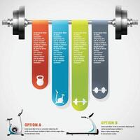 aptitud Estadísticas y infografia con pesa. negocio concepto con 4 4 opciones, partes, pasos o procesos. lata ser usado para flujo de trabajo disposición, diagrama, número opciones, web diseño. vector