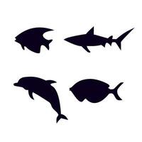 sea animal silhouettes vector