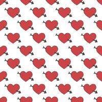 Seamless pattern with hand drawn heart doodle for decorative print, wrapping paper, greeting cards and fabric vector