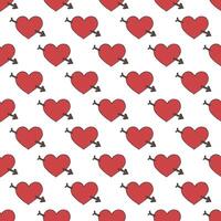 Seamless pattern with hand drawn heart doodle for decorative print, wrapping paper, greeting cards and fabric vector