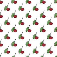 Seamless pattern with cherry doodle for decorative print, wrapping paper, greeting cards, wallpaper and fabric vector