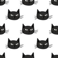 Seamless pattern with cat muzzle doodle for decorative print, wrapping paper, greeting cards, wallpaper and fabric vector