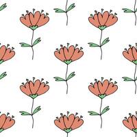 Summer seamless pattern with flowers doodle for decorative print, wrapping paper, greeting cards, wallpaper and fabric vector