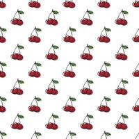 Seamless pattern with cherry doodle for decorative print, wrapping paper, greeting cards, wallpaper and fabric vector