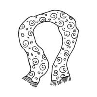 Knitted scarf doodle Hand drawn winter accessories Single design element for card, print, design, decor vector