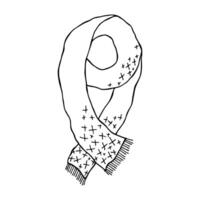 Knitted scarf doodle Hand drawn winter accessories Single design element for card, print, design, decor vector